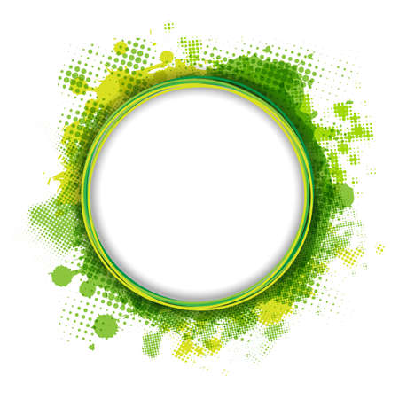 Speech Bubble With Green Blob, Isolated On White Background,  Illustrationのイラスト素材