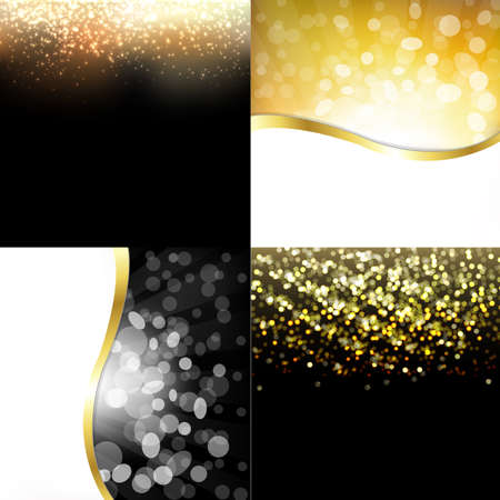 Gold Abstract Dark Backgrounds Set Illustrationのイラスト素材