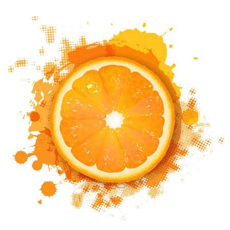 Orange With Orange Blob, Isolated On White Background Illustrationのイラスト素材