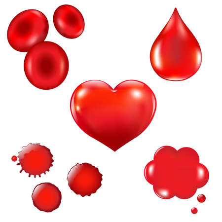 Set With Blood Drop And Heart Illustrationのイラスト素材