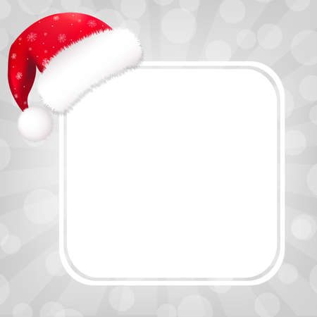 Speech Bubble With Sunburst And Santa Hat, Vector Illustrationのイラスト素材