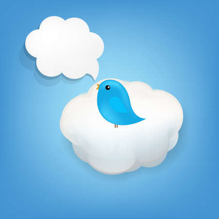 Cloud Icon With Bird With Gradient Mesh,  Illustration のイラスト素材