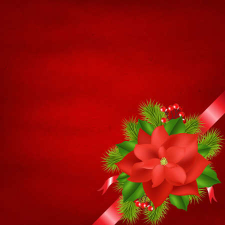 Winter Flower With Red Background With Gradient Mesh, Vector Illustrationのイラスト素材