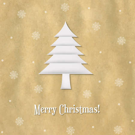 Christmas Paper Card With Paper Fir-tree With Gradient Mesh, Vector Illustrationのイラスト素材