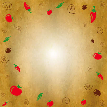 Vintage Background With Icons Vegetables, Illustrationのイラスト素材