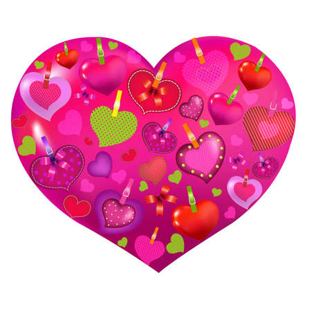 Valentines Day Card With Color HeartsWith Gradient Mesh, Vector Illustrationのイラスト素材