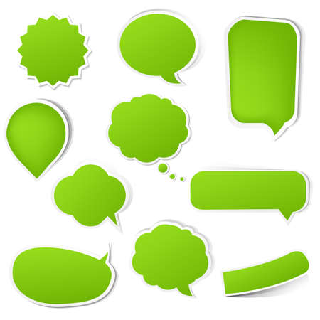 Big Green Eco Labels Set With Gradient Mesh, Isolated On White Background, Vector Illustrationのイラスト素材