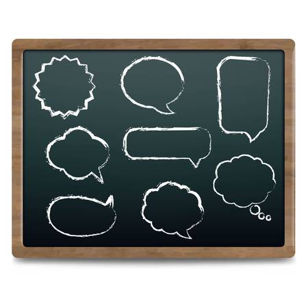 Black Chalk Board With Speech Bubble Set,  Illustrationのイラスト素材