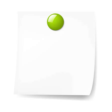 Blank Sticky Note With Green Push Pin With Gradient Mesh, Vector Illustration のイラスト素材