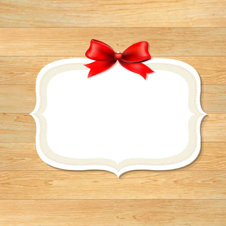 Wood Wall With Red Bow, With Gradient Mesh, Vector Illustrationのイラスト素材