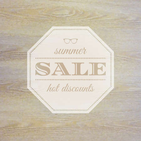 Summer Sale Label With Wooden Backgroundのイラスト素材