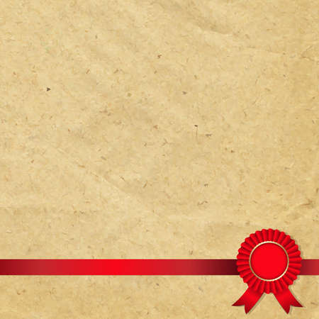 Old Paper With Red Rosette, With Gradient Meshのイラスト素材