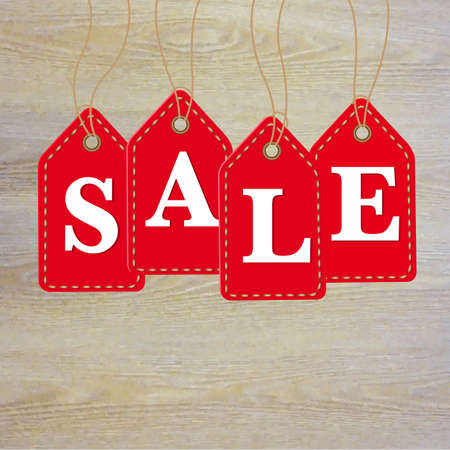 Wooden Background With Sale Labelsのイラスト素材