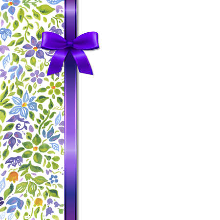 Flowers Card With Bow, Vector Illustrationのイラスト素材