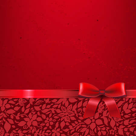 Red Card With Red Ribbon, With Gradient Mesh, Vector Illustrationのイラスト素材