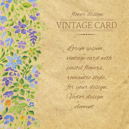 Vintage Card With Flowers, Vector Illustrationのイラスト素材