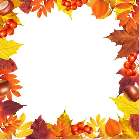 Autumn Frame With Gradient Mesh, Vector Illustrationのイラスト素材
