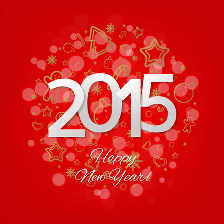 Red New Year Card With Gradient Mesh, Vector Illustrationのイラスト素材