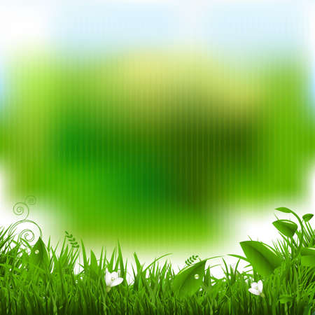 Easter Poster With Grass And Flowers With Gradient Mesh, Vector Illustrationのイラスト素材