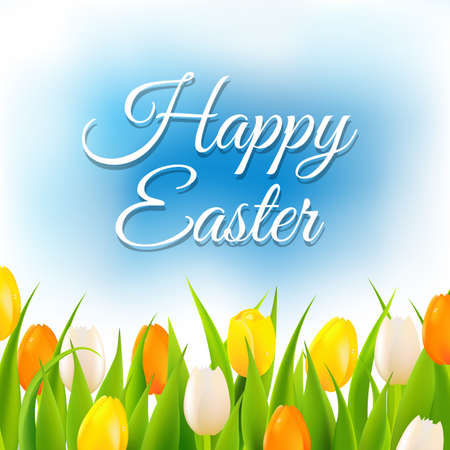 Easter Poster With Blurred Background With Gradient Mesh, Vector Illustrationのイラスト素材