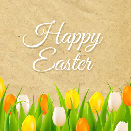 Easter Border With Tulips With Gradient Mesh, Vector Illustrationのイラスト素材