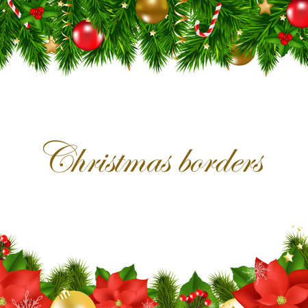 Christmas Borders With Gradient Mesh, Vector Illustrationのイラスト素材