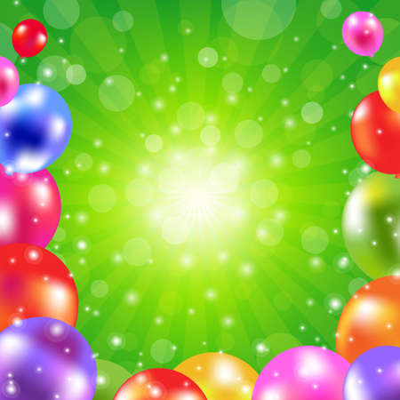 Birthday Green Sunburst Poster With Gradient Mesh, Vector Illustrationのイラスト素材