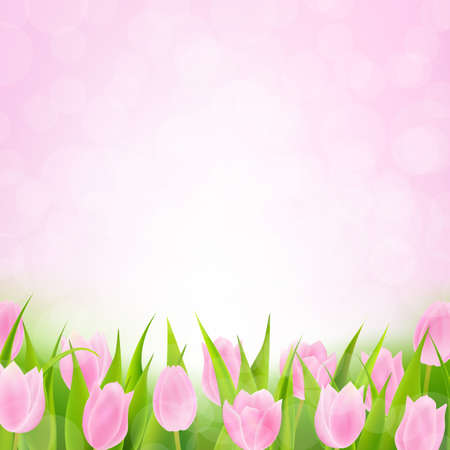 Spring Pink Tulip With Gradient Mesh, Vector Illustrationのイラスト素材