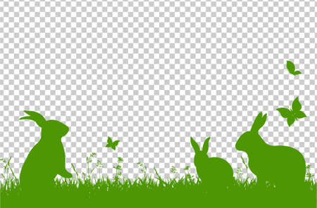 Happy Easter Border, Isolated on Transparent Background, Vector Illustrationのイラスト素材