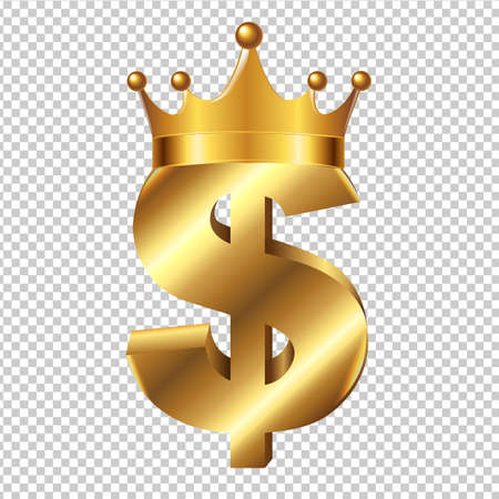 Dollar Sign With Crown With Gradient Mesh, Vector Illustrationのイラスト素材