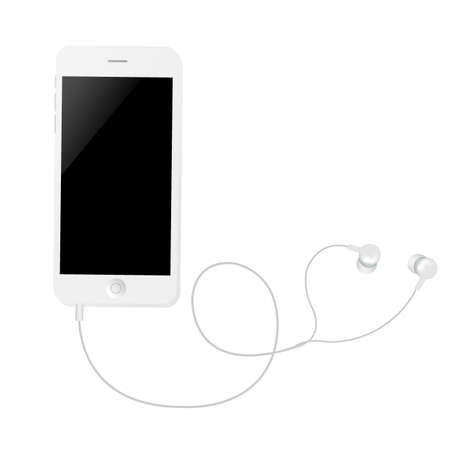 Phone With Earphones With Gradient Mesh, Vector Illustrationのイラスト素材
