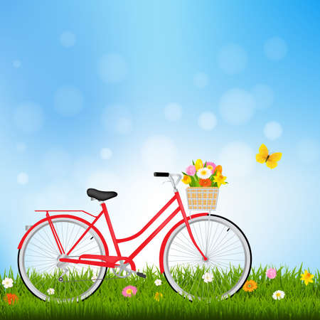 Hello Spring With Gradient Mesh, Vector Illustrationのイラスト素材