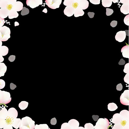 Spring Poster With Apple Tree Flowers Gradient Mesh, Vector Illustrationのイラスト素材