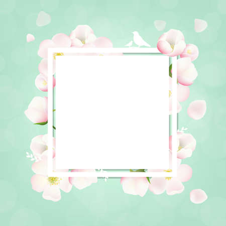 Spring Banner With Apple Tree Flowers Gradient Mesh, Vector Illustrationのイラスト素材
