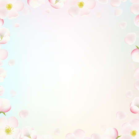 Border With Apple Tree Flowers Gradient Mesh, Vector Illustrationのイラスト素材