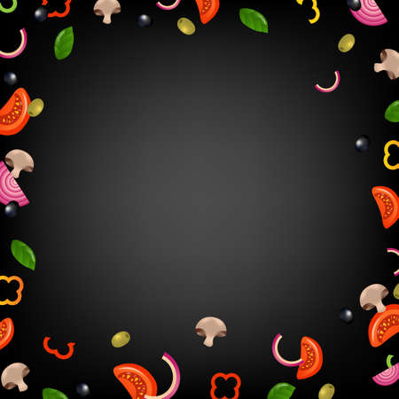 Pizza Border Gradient Mesh, Vector Illustrationのイラスト素材