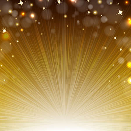 Golden Sunburst Background With Gradient Mesh, Vector Illustrationのイラスト素材
