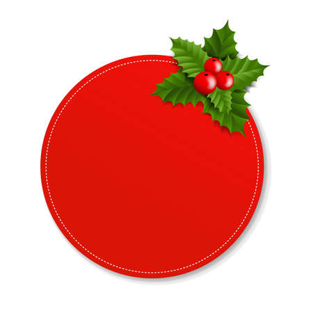 Banner With Holly Berry With Gradient Meshのイラスト素材