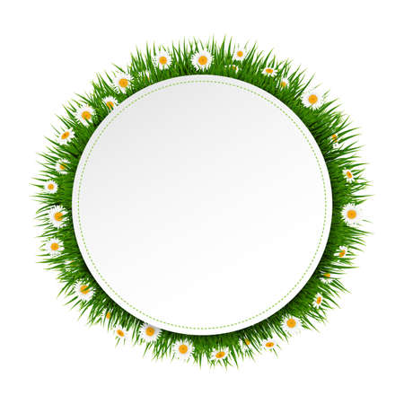 Banner Ball With Grass And Flower With Gradient Mesh, Vector Illustrationのイラスト素材