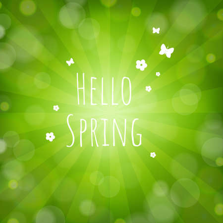 Hello Spring Background With Gradient Mesh, Vector Illustrationのイラスト素材