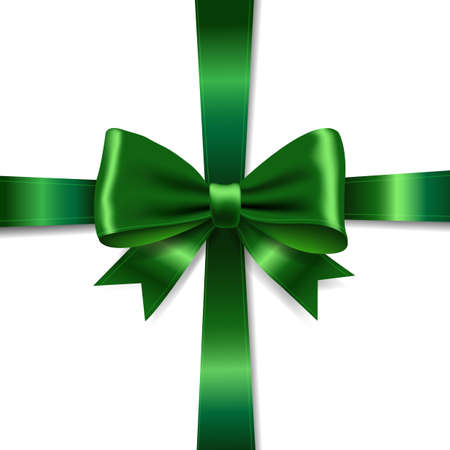 Green Ribbon Bow Isolated With Gradient Mesh, Vector Illustrationのイラスト素材