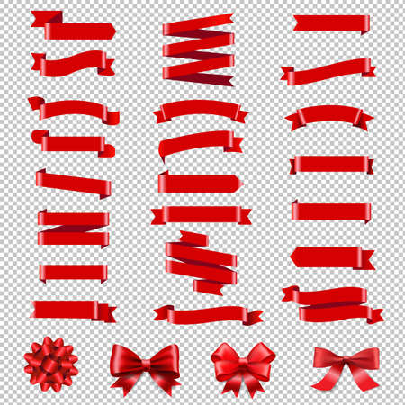 Ribbon Set In Transparent Background With Gradient Mesh, Vector Illustrationのイラスト素材