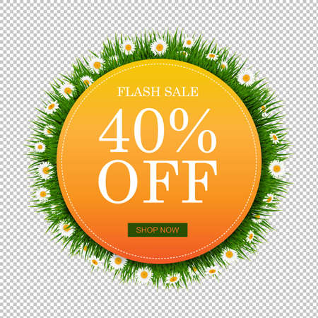 Banner Ball With Grass And Flower Transparent Background With Gradient Mesh, Vector Illustrationのイラスト素材