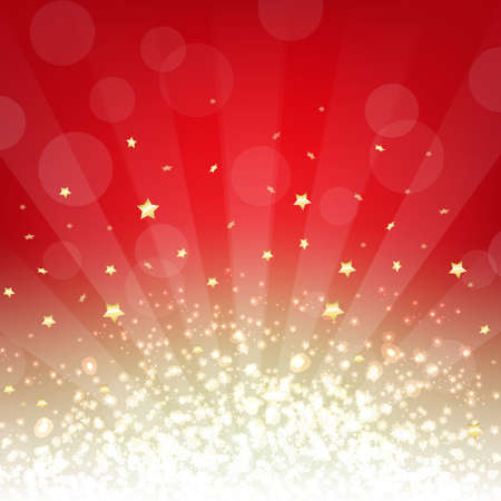 Golden And Red Background With Stars With Gradient Mesh, Vector Illustrationのイラスト素材