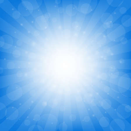 Blue Sunburst Background With Gradient Mesh, Vector Illustrationのイラスト素材