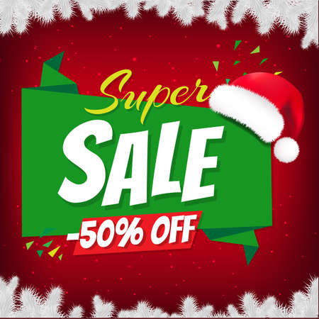 Christmas Sale Poster With Gradient Mesh, Vector Illustrationのイラスト素材