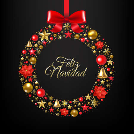 Christmas Postcard With Wreath And Ball With Gradient Mesh, Vector Illustrationのイラスト素材
