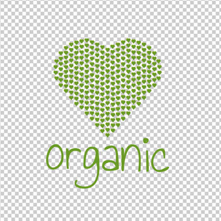 Organic Green Heart Transparent Background With Gradient Mesh, Vector Illustrationのイラスト素材