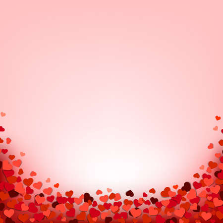 Hearts Border With Pink Background With Gradient Mesh, Vector Illustrationのイラスト素材