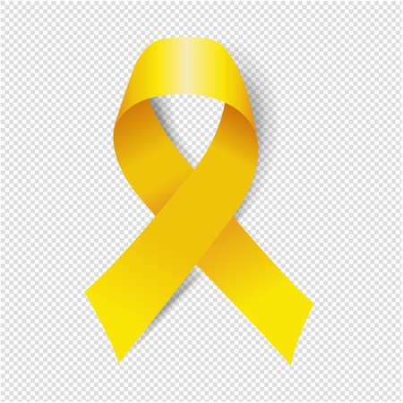 Yellow Ribbon Isolated Transparent Background With Gradient Mesh, Vector Illustrationのイラスト素材